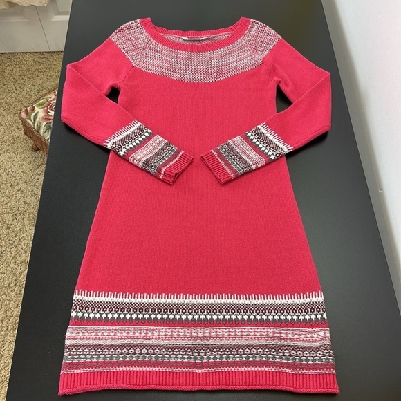 Athleta Pink Fair Isle Knit Sweater Dress Small Soft Cozy Rustic Lodge Winter - Picture 13 of 13